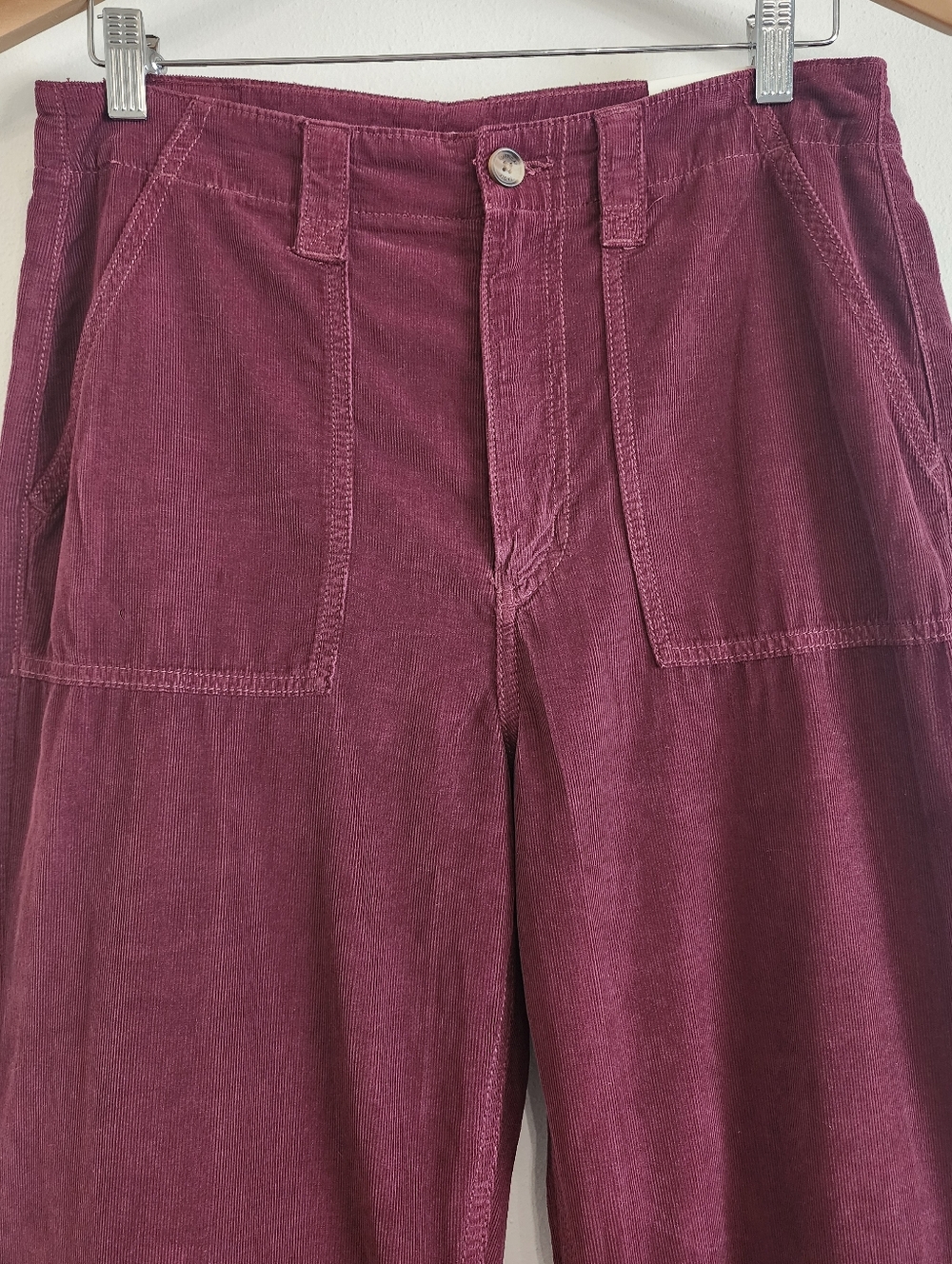 American Eagle Baggy Mom Corduroy Pant NWT High Rise Burgundy Size 8 - Picture 4 of 11
